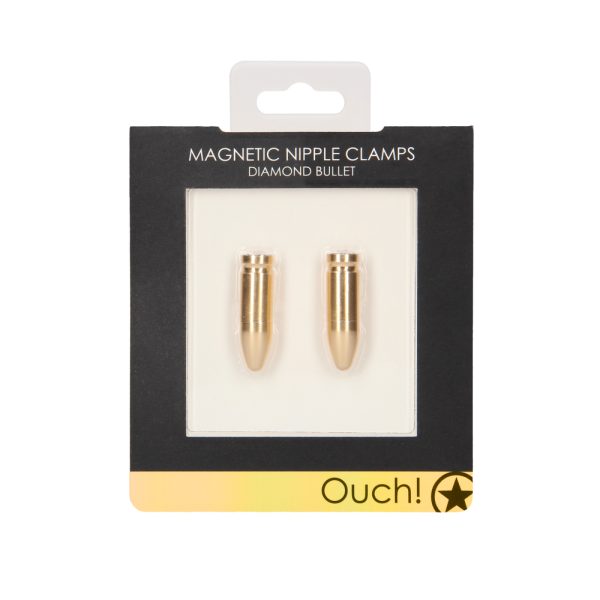 Ouch Magnetic Nipple Clamps Diamond Bullet Gold BondageBox UK