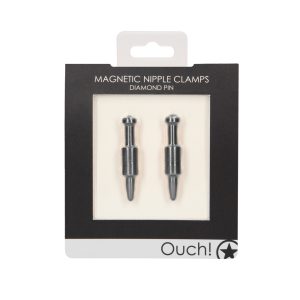 Ouch Magnetic Nipple Clamps Diamond Pin Grey BondageBox UK