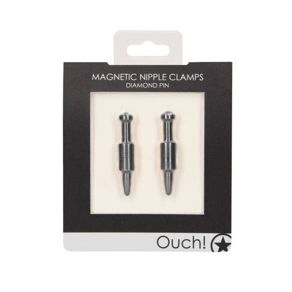 Ouch Magnetic Nipple Clamps Diamond Pin Grey BondageBox UK