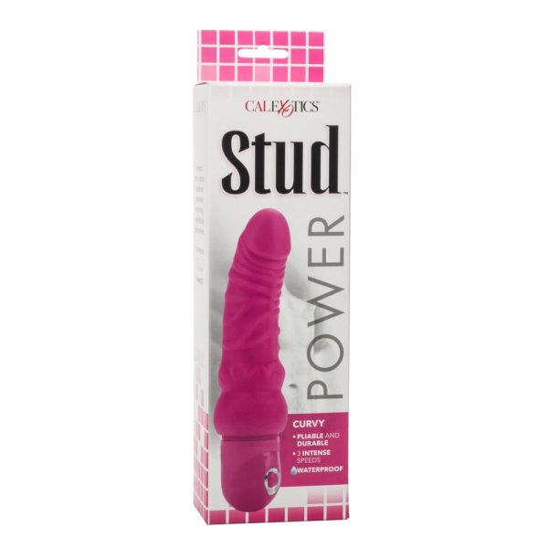 Power Stud Curvy Vibrator Waterproof Pink 6.75 Inch BondageBox UK