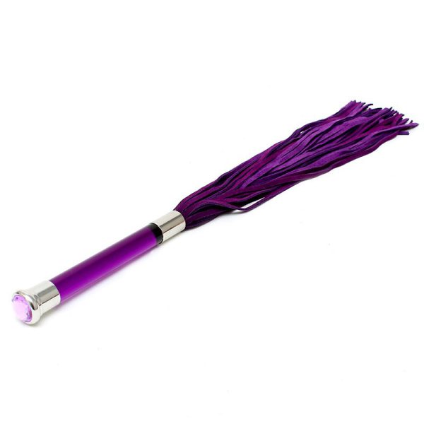 Purple Suede Flogger With Glass Handle And Crystal BondageBox UK