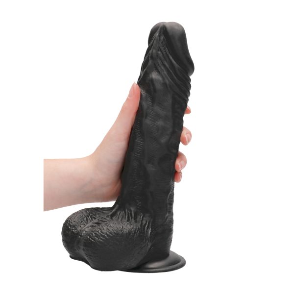 RealRock 10 Inch Dong With Testicles Black BondageBox UK