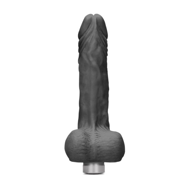 RealRock 9 Inch Black Realistic Vibrating Dildo With Balls BondageBox UK