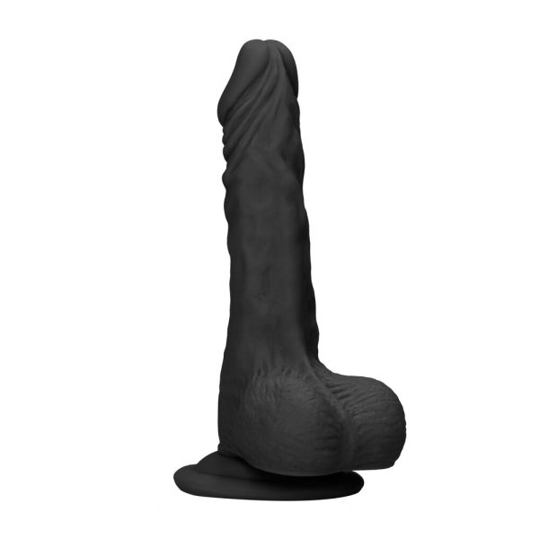 RealRock 9 Inch Dong With Testicles Black BondageBox UK