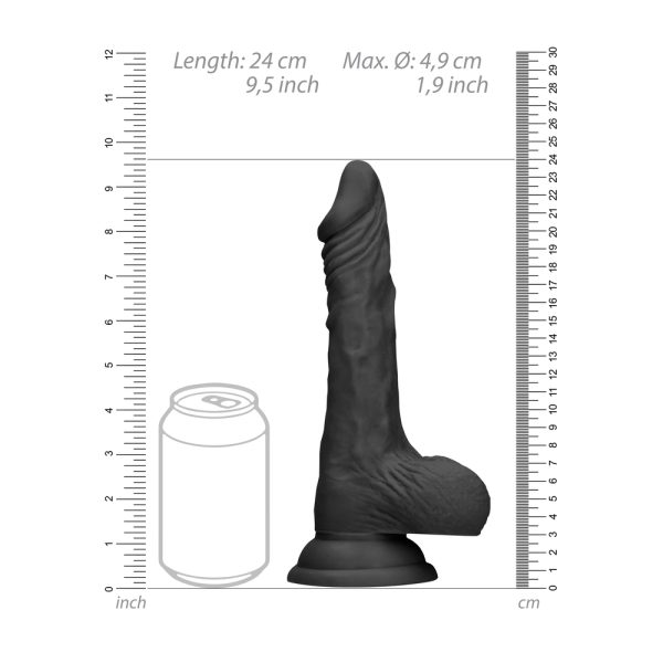 RealRock 9 Inch Dong With Testicles Black BondageBox UK