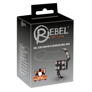 Rebel Mens Gear Ball Stretcher With Separator And D Ring BondageBox UK