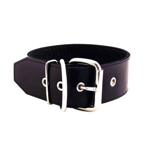 Rouge Garments 50mm Plain Black Leather Collar BondageBox UK
