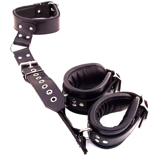 Rouge Garments Black Leather Neck to Wrist Restraints BondageBox UK