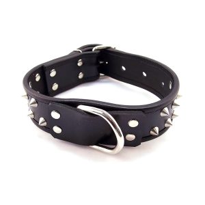 Rouge Garments Black Leather Studded Collar BondageBox UK