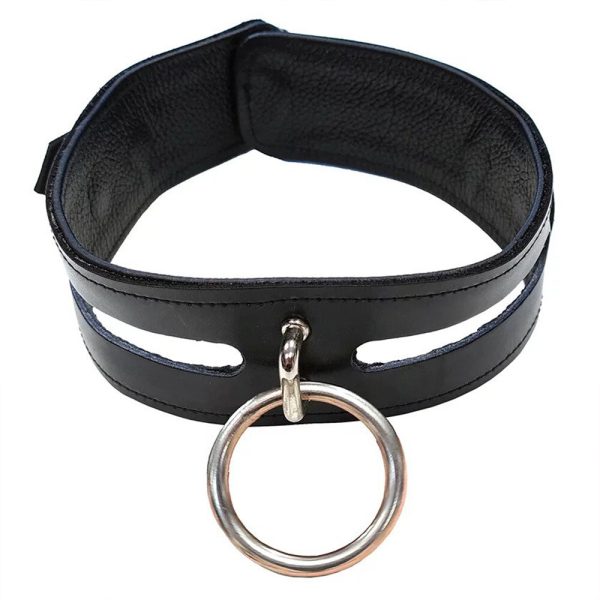 Rouge Garments Leather Fashion Bondage Collar Black BondageBox UK