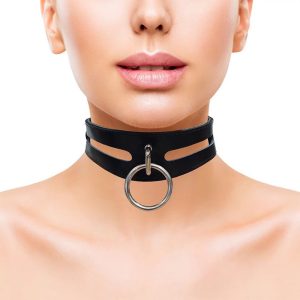 Rouge Garments Leather Fashion Bondage Collar Black BondageBox UK