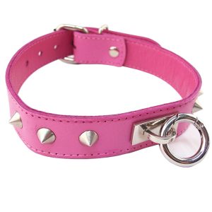 Rouge Garments Pink Studded O Ring Studded Collar BondageBox UK