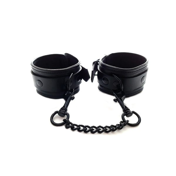 Rouge Garments Plain Black Ankles Cuffs BondageBox UK