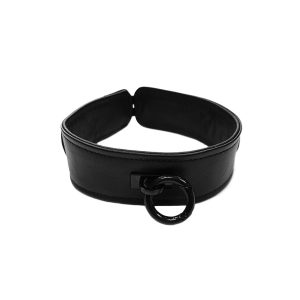 Rouge Garments Plain Black Leather Collar BondageBox UK