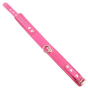 Rouge Garments Plain Pink Leather Collar BondageBox UK