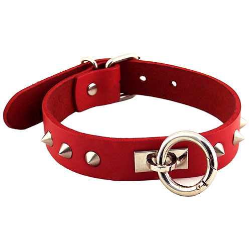 Rouge Garments Red Studded O Ring Studded Collar BondageBox UK