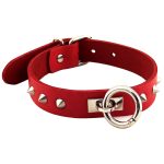 Rouge Garments Red Studded O Ring Studded Collar BondageBox UK