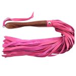 Rouge Garments Wooden Handled Pink Leather Flogger BondageBox UK