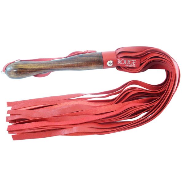Rouge_Garments_Wooden_Handled_Red_Leather_Flogger_BondageBox_x2 Rouge Garments Wooden Handled Red Leather Flogger BondageBox UK