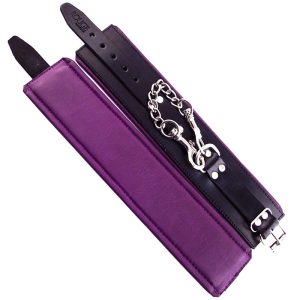 Rouge Garments Wrist Cuffs Padded Purple Trimmed BondageBox UK