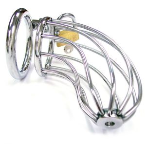 Rouge Stainless Steel Chasity Cock Cage With Padlock BondageBox UK