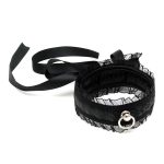 Satin Look Black Collar With O Ring BondageBox UK