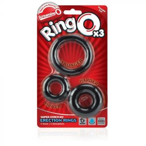 Screaming O RingO x3 Cock Rings Black BondageBox UK