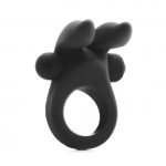 Shots Rabbit Vibrating Cock Ring Black BondageBox UK