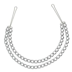 Silver Nipple Clamps With Double Chain BondageBox UK