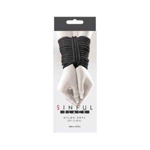 Sinful 25 Foot Nylon Rope Black BondageBox UK