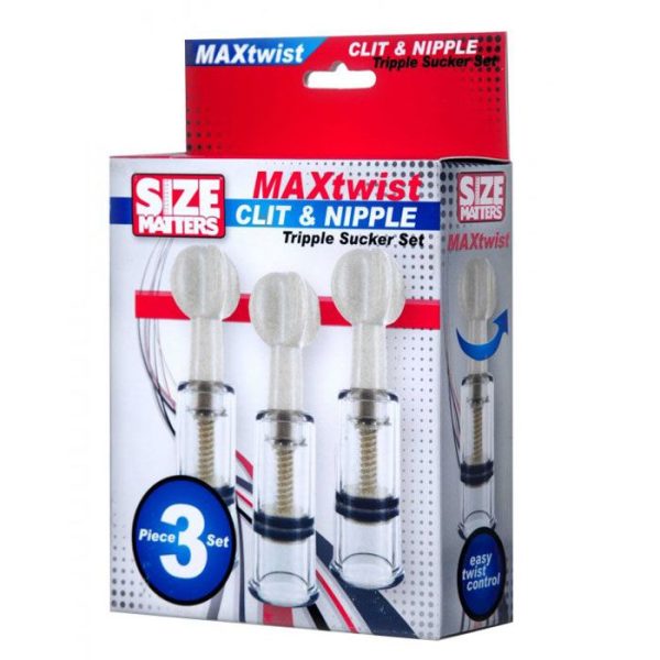 Size Matters Max Twist Clit and Nipple Triple Sucker Set BondageBox UK
