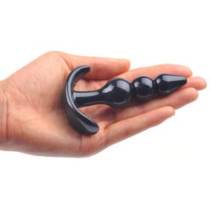 Small Black Beaded Anal Plug BondageBox UK