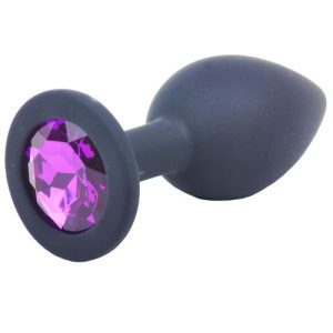 Small Black Jewelled Silicone Butt Plug BondageBox UK