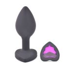 Small Heart Shaped Diamond Base Black Butt Plug BondageBox UK