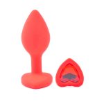 Small Heart Shaped Diamond Base Red Butt Plug BondageBox UK