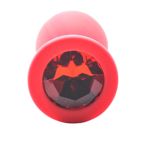 Small Red Jewelled Silicone Butt Plug BondageBox UK