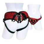 SportSheets Red Lace With Satin Corsette Strap On BondageBox UK