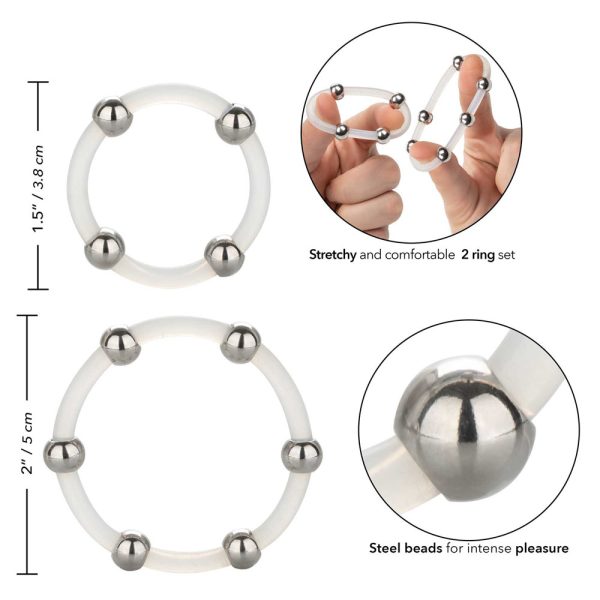 Steel Beaded Silicone Ring Set BondageBox UK
