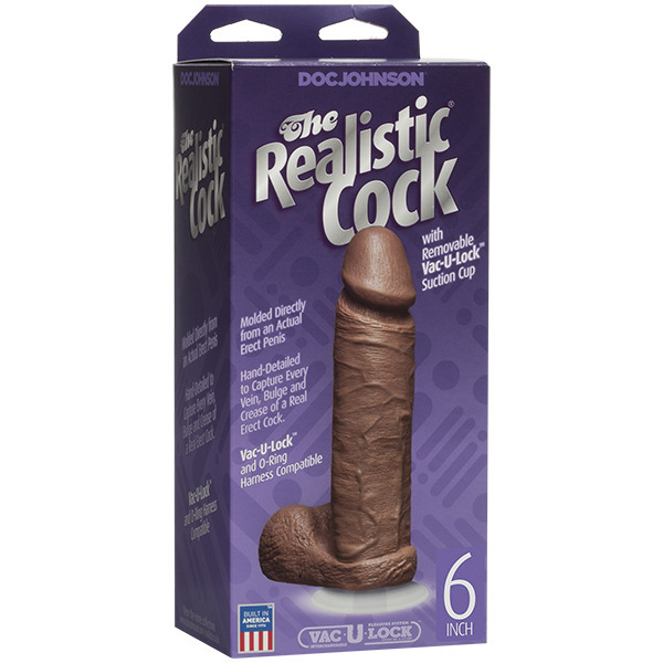 The Realistic Cock 6 Inch Dildo Flesh Brown BondageBox UK