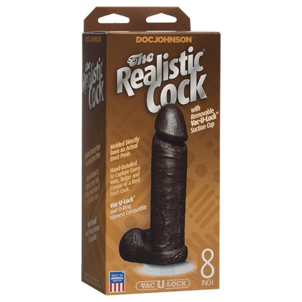 The Realistic Cock 8 Inch Dildo Black BondageBox UK