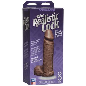 The Realistic Cock 8 Inch Dildo Flesh Brown BondageBox UK