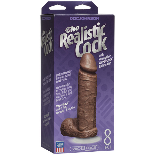 The Realistic Cock 8 Inch Dildo Flesh Brown BondageBox UK