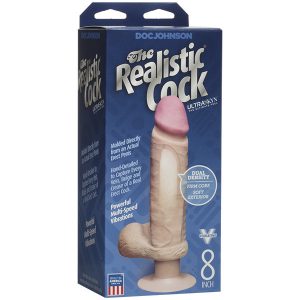 The Realistic Cock 8 Inch Vibrating Dildo Flesh Pink BondageBox UK
