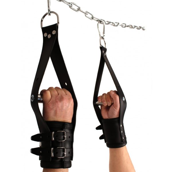 The Red Deluxe Leather Suspension Handcuffs BondageBox UK