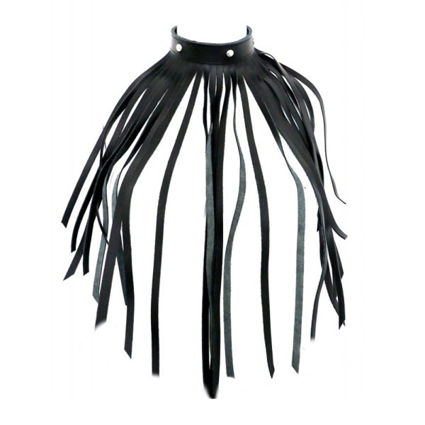 The Red Leather Fringe Necklace Collar BondageBox UK