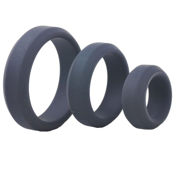 Triple Black Silicone Cock Rings BondageBox UK
