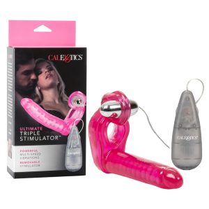 Ultimate Triple Stimulator Vibrating Cock Ring With Dong BondageBox UK