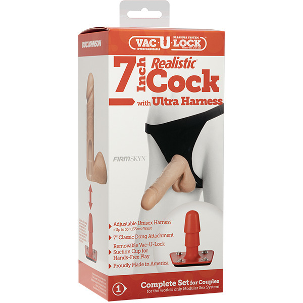 Vac U Lock 7 Inch Realistic Cock With Ultra Harness BondageBox UK