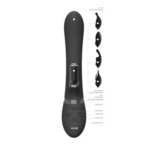 Vive Chou Double Action Interchangeable Rabbit Vibrator Black BondageBox UK