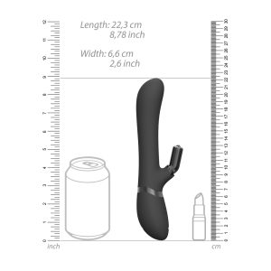 Vive Chou Double Action Interchangeable Rabbit Vibrator Black BondageBox UK